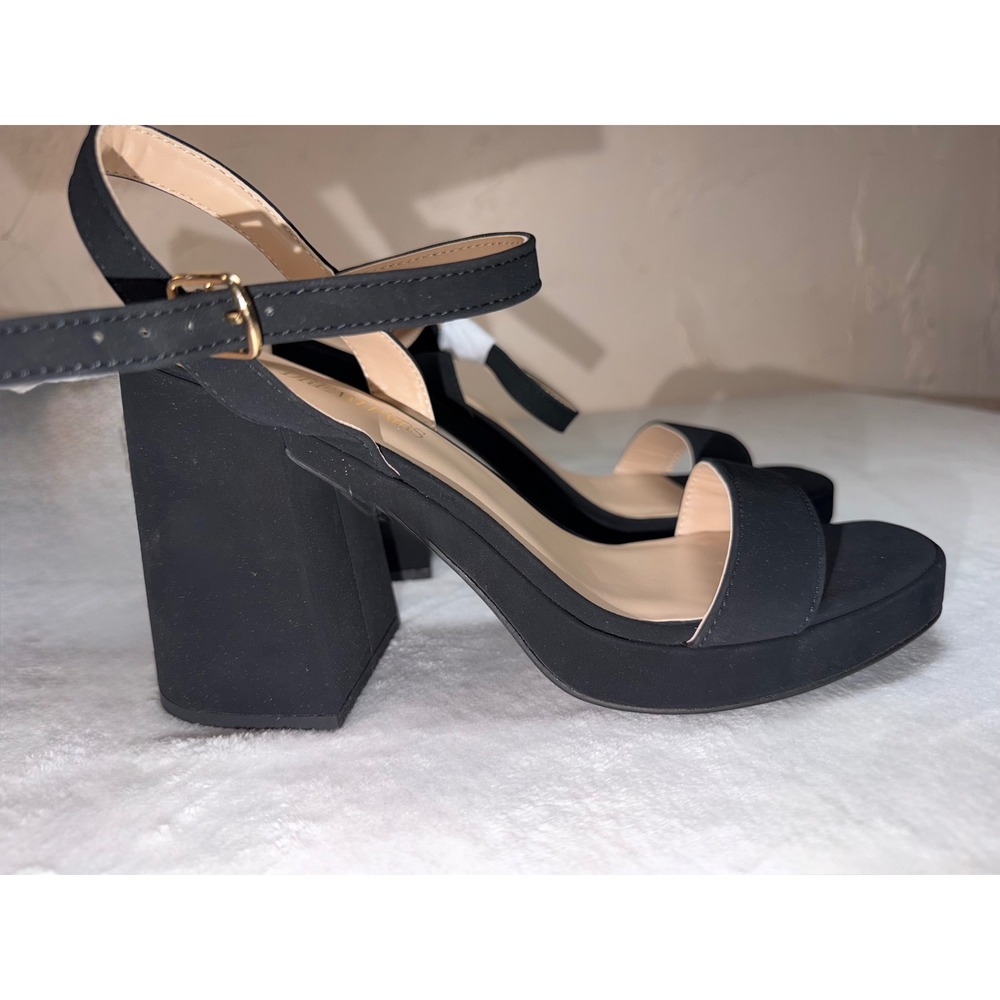 Dream Pairs Womens Black Nubuck Platform Block Heel Sandals SDHS2222W Size 10